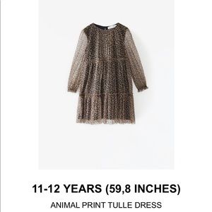 Zara Animal Print Tulle Girls Dress
